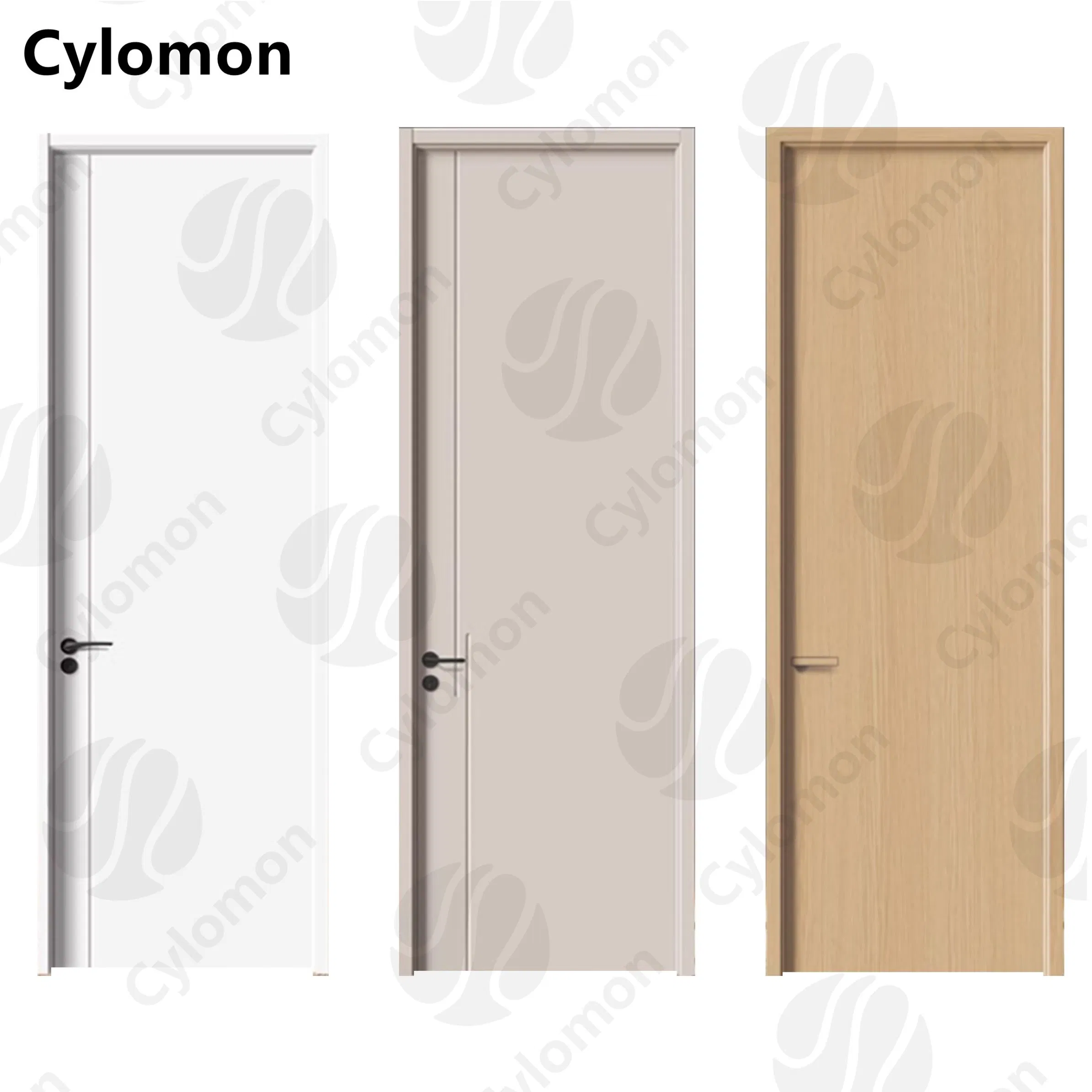 White Primed Prehung Solid Core 3 Panel Interior Wooden MDF Panel Shaker Door