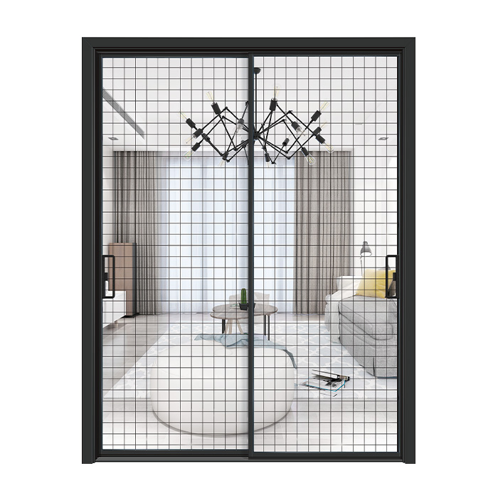 Professional Doors Patio Sliding French Style Wood Grain Design Aluminum Door Grill