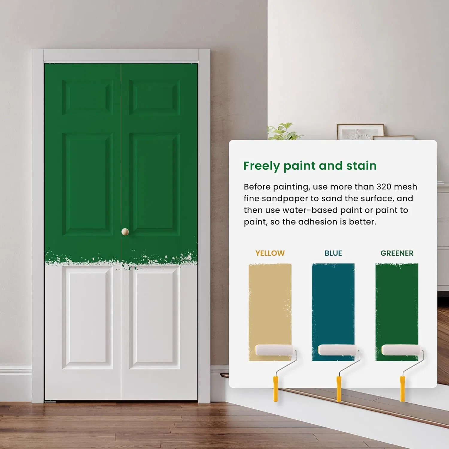 Paintable Wood Bifold Door 3-Panels Closet Doors with Hardward Kits