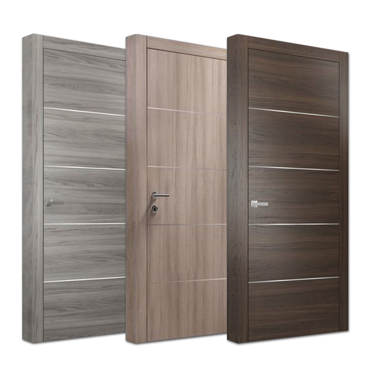 Interior Bedroom Veneer MDF Wooden Timber Door Modern Walnut Solid Wood Doors Designs
