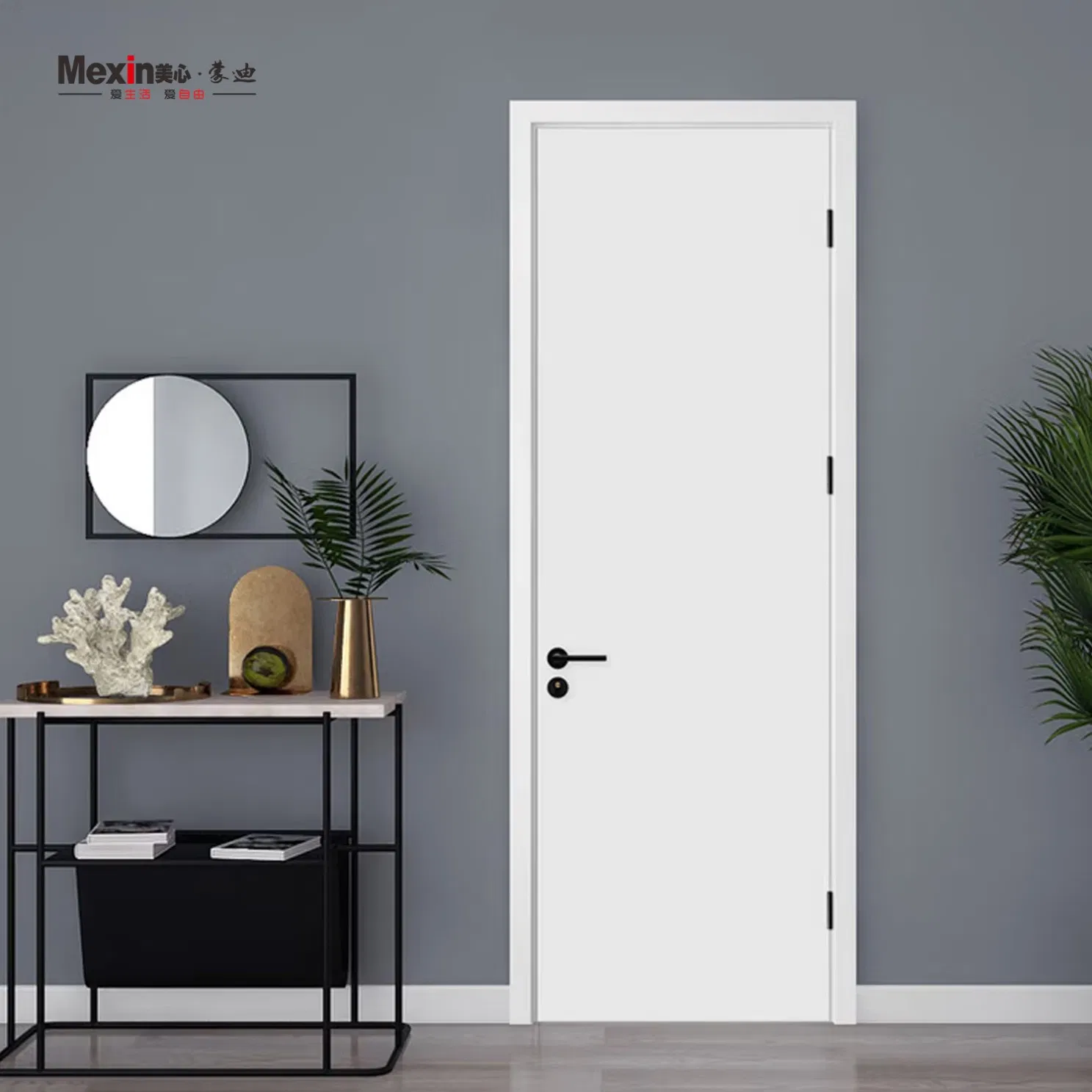 Mexin Composite Wooden Wood Interior PVC Door Customized for Home Villa Residential Grain Finish