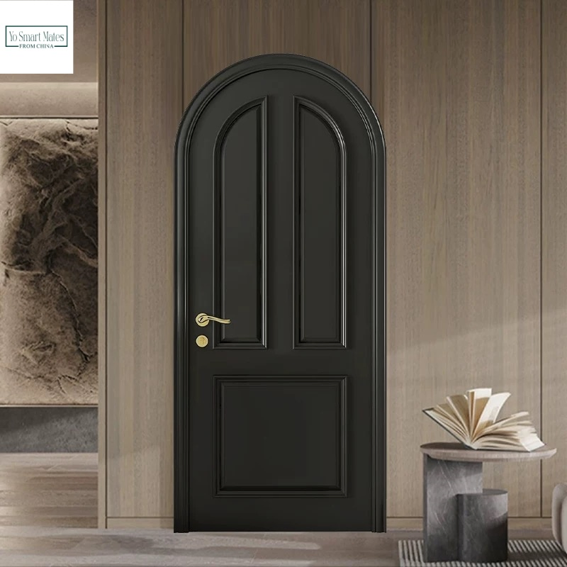 Made to Order Dark Coffee Retro Carved Integrated Wall Panel Interior Door Luxury Texture Door Ideal for Historic Hotel and High End Club