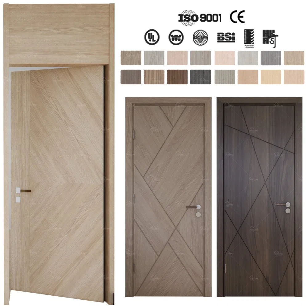 Us Standard Wholesale White Primed 2 3 4 Panels Oak Wood MDF Fire Rated Shaker Style Interior Doors Prehung for House