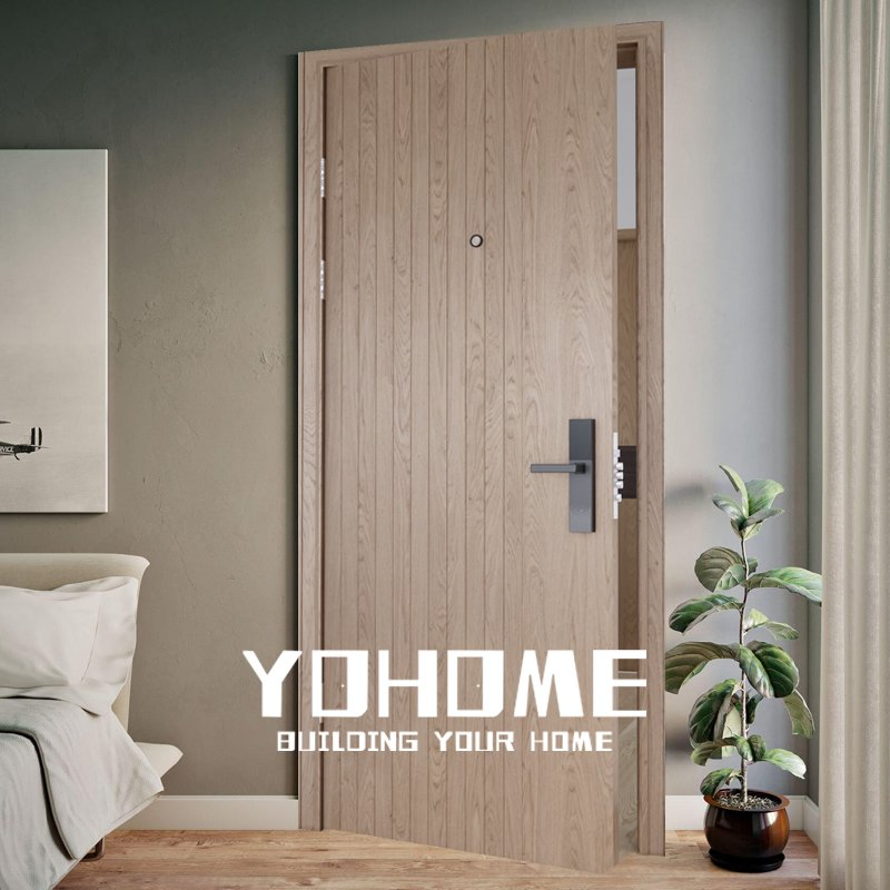 French Fire Rated Acoustic Soundproof Wooden Inside Electronic Hotel Wooden Modern Doors for Bedroom