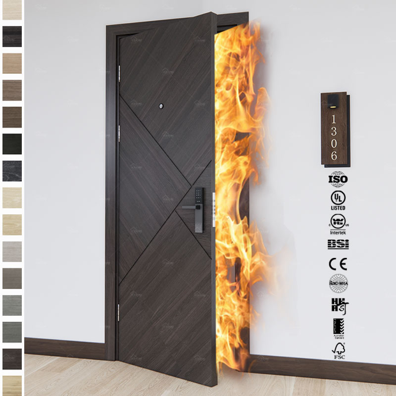 Australian Standard Internal Wood Fire Safety Door Hotel Engineered Fireproof Doors 30 60 90 Minute Fire Rated Doors