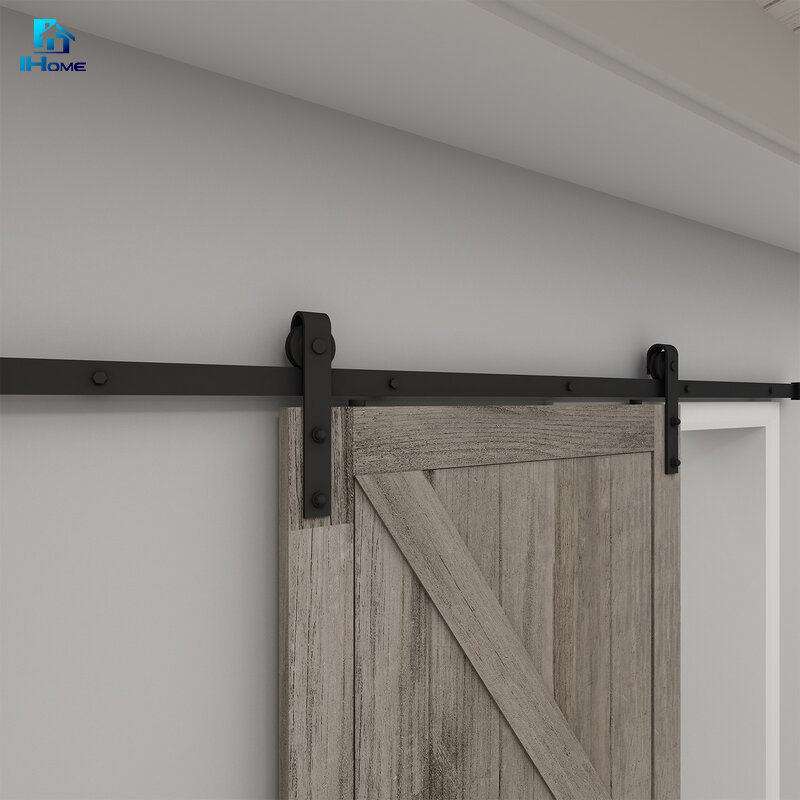 American Style Modern Bypass Garage Sliding Barn Door Hardware with Single Track for Double Wood Doors