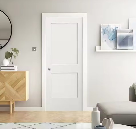 30*80 2 Panel White Primed Interior Shaker Style Slab Doors Wood MDF Modern Molded Room Doors Internal Bedroom Doors for Houses