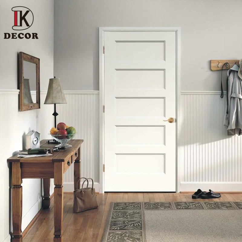 Customized Modern Bedroom Wooden Doors Design House Hotel White Primed MDF Wood Interior Room Door