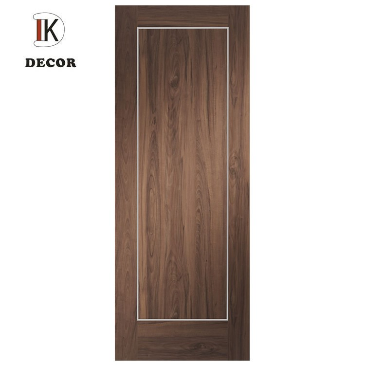 Internal Walnut Door with Clear Glass Solid Wooden Bathroom Door