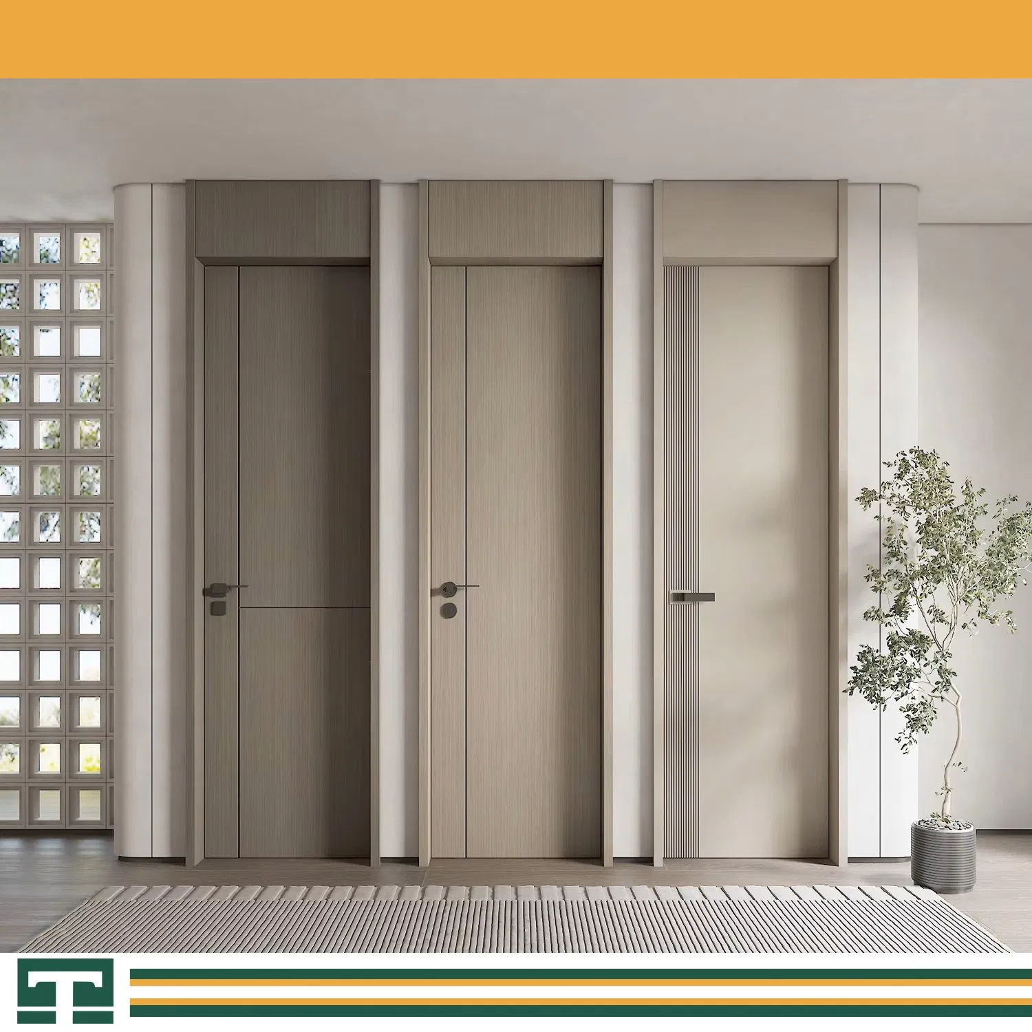 Customized Premium PVC Main Solid Wood Entrance Furniture MDF Timber Interior Wooden Door Fire Rated for Modern Homes Bedroom Hotel Apartment