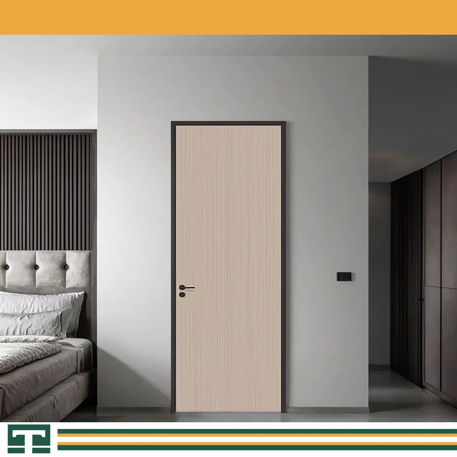 Customized Premium PVC Main Solid Wood Entrance Furniture MDF Timber Interior Wooden Door Fire Rated for Modern Homes Bedroom Hotel Apartment