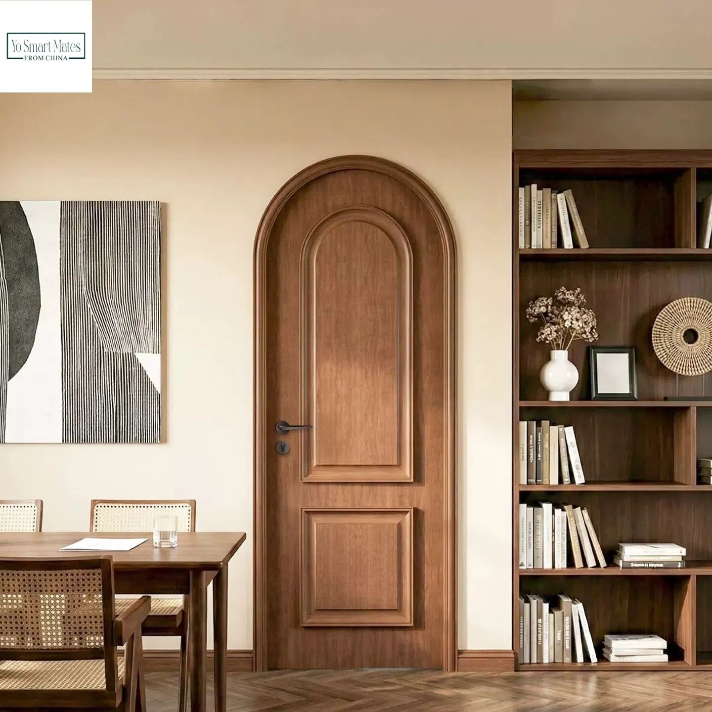 Made to Order Dark Coffee Retro Carved Integrated Wall Panel Interior Door Luxury Texture Door Ideal for Historic Hotel and High End Club