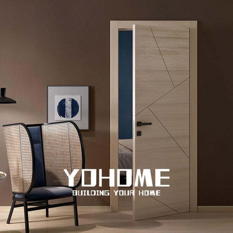 French Fire Rated Acoustic Soundproof Wooden Inside Electronic Hotel Wooden Modern Doors for Bedroom