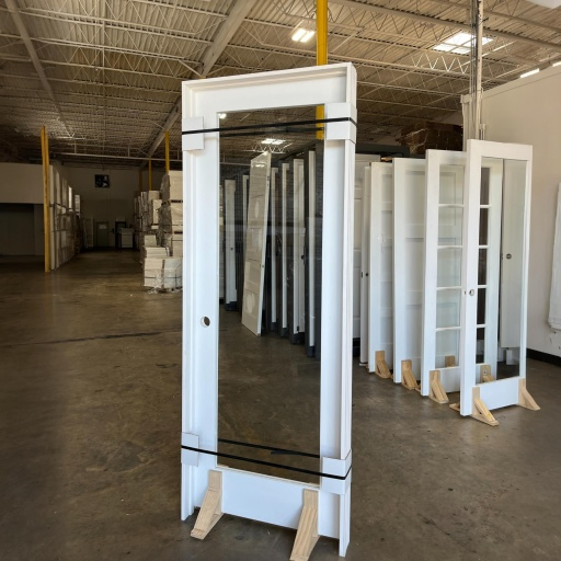 8FT Modern Wood Panel Tempered Clear Glass Solid Bifold Closet Doors Interior for Houses