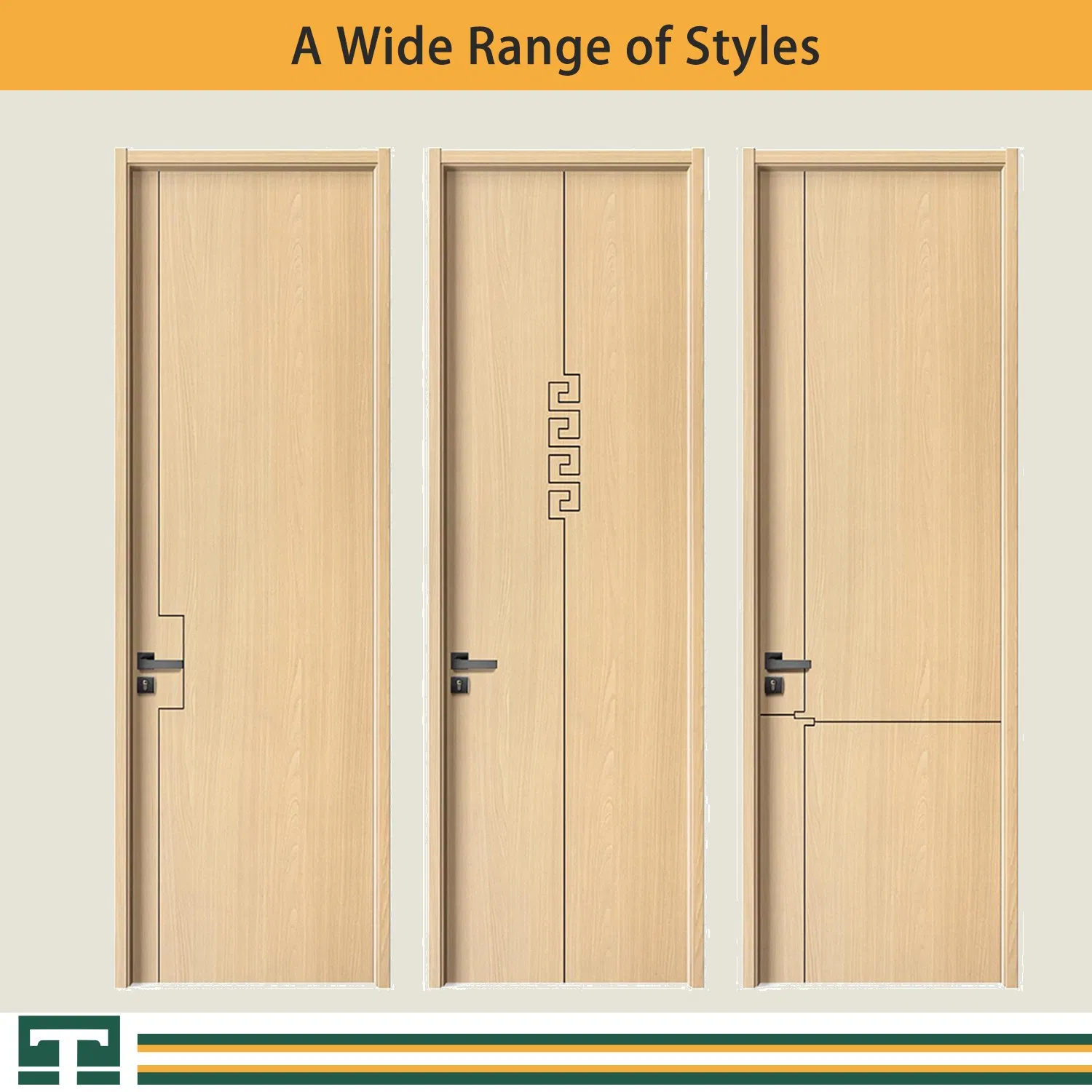China Hotel Door Melamine Composite Wood Grain Indoor Fiber PVC Doors Simple Flat Door Interior Wooden Swing Solid Door