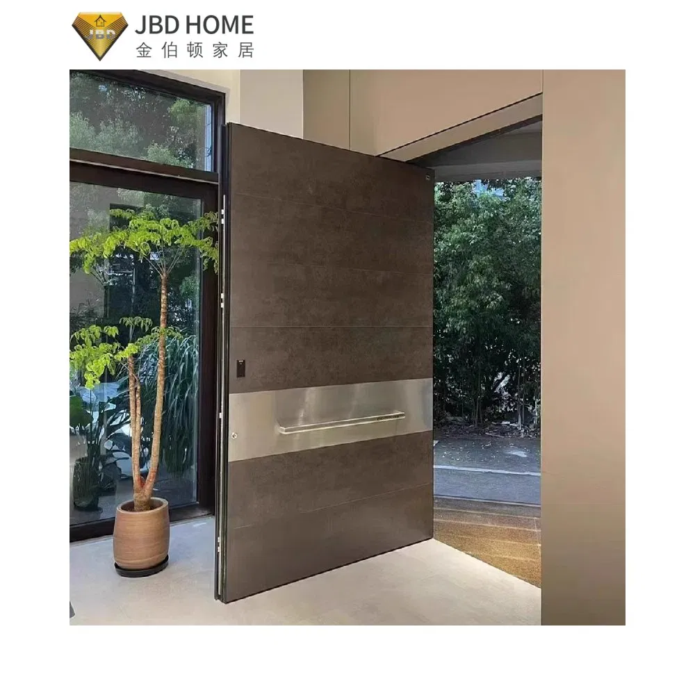 Wooden Pivot Door for Villa Main Entrance with FSC-Certified Timber &amp; Fire-Rated Option (PD-WOOD100)