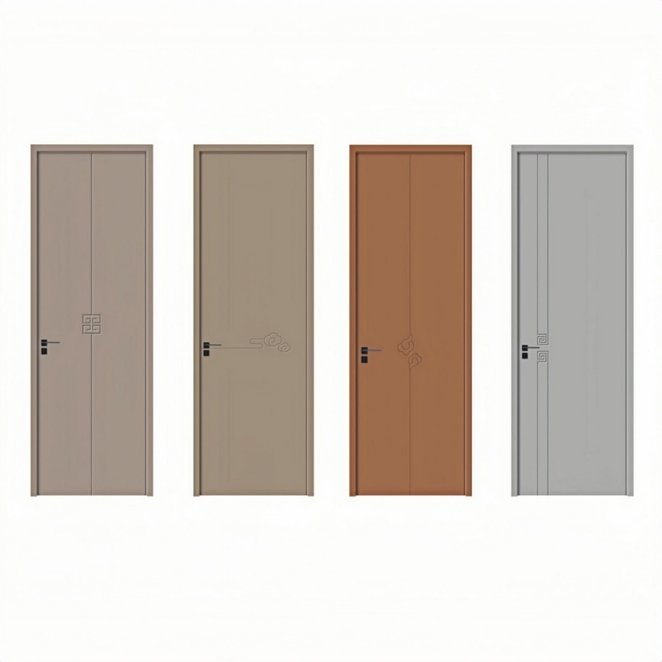 Wood Grain Surface Interior Room Waterproof Door WPC Door Wood Plastic Composite PVC Door for Wooden Interior Door Bedroom, Bathroom, Hotel, Apartment, School,