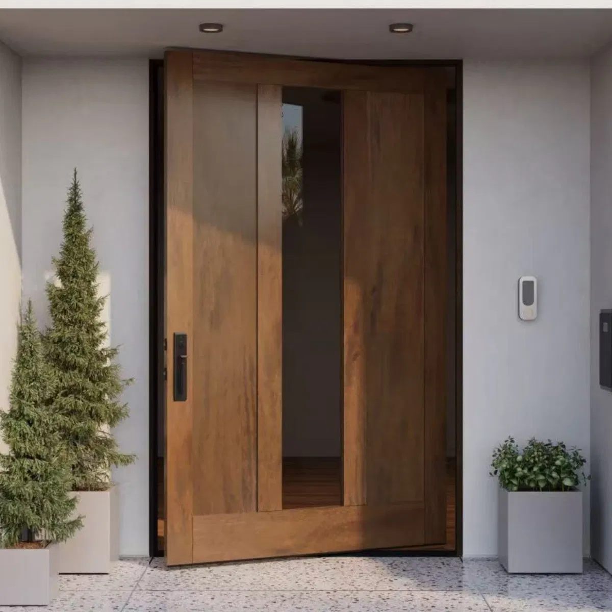 Customized Front Entry Door French Wooden Exterior Door for School Patio Apartment