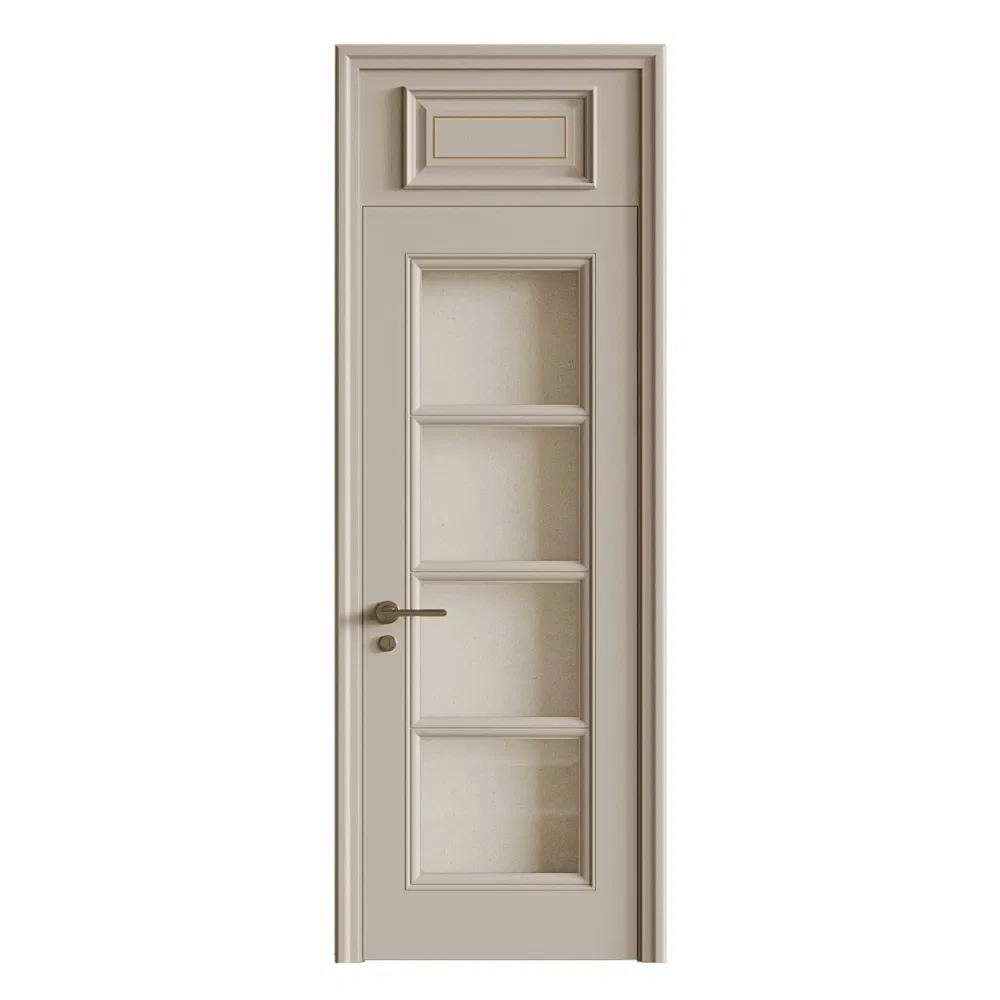 Modern Interior Design Bedroom Customized Internal WPC Door Wooden Veneer Finish Home Bathroom Decoration Glass Door