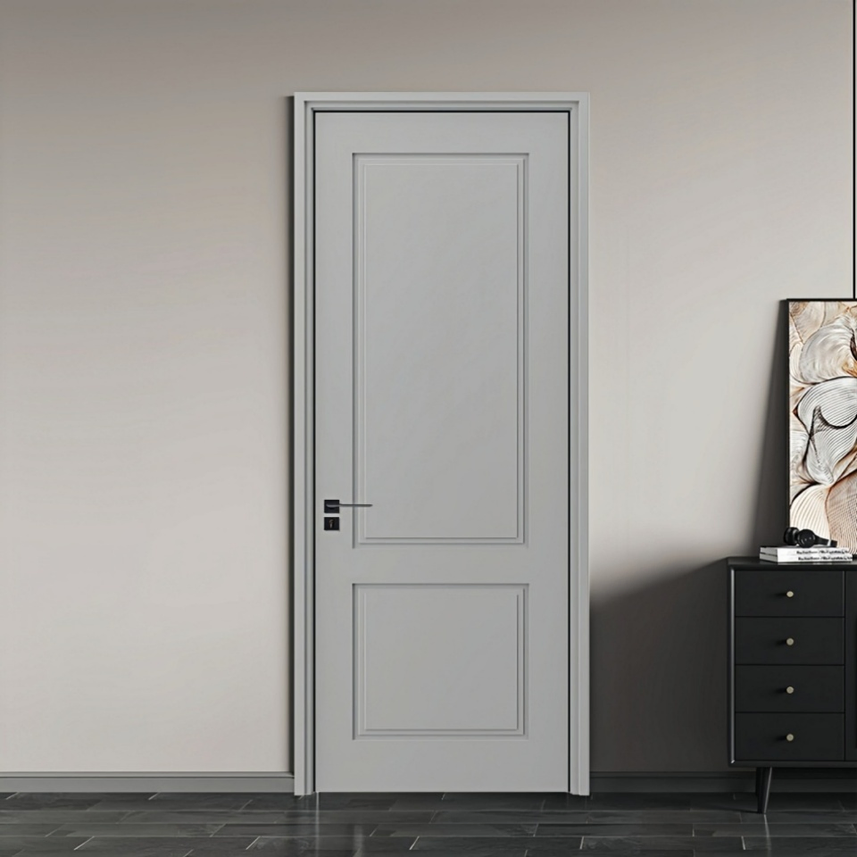 Wood Grain Surface Interior Room Waterproof Door WPC Door Wood Plastic Composite PVC Door for Wooden Interior Door Bedroom, Bathroom, Hotel, Apartment, School,