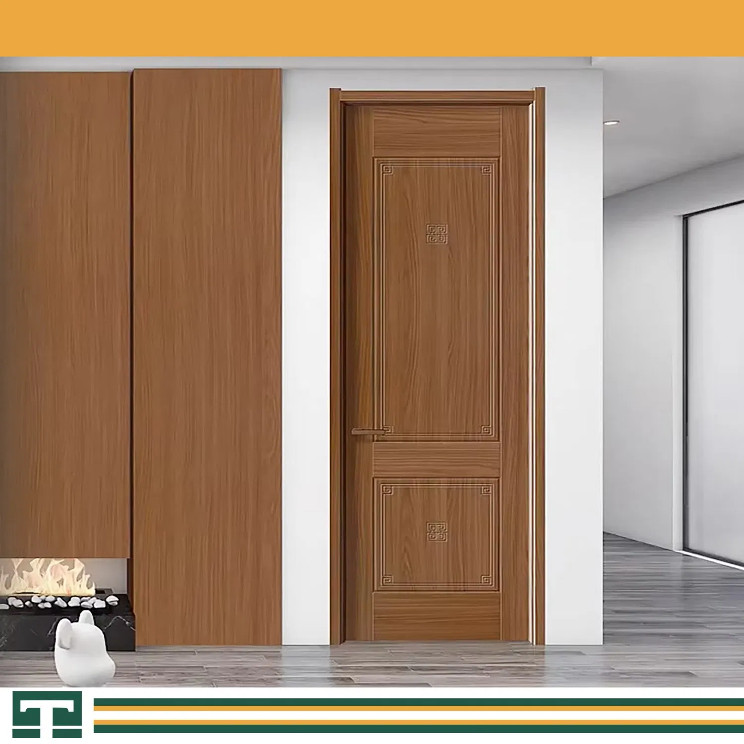 Customized Premium PVC Main Solid Wood Entrance Furniture MDF Timber Interior Wooden Door Fire Rated for Modern Homes Bedroom Hotel Apartment