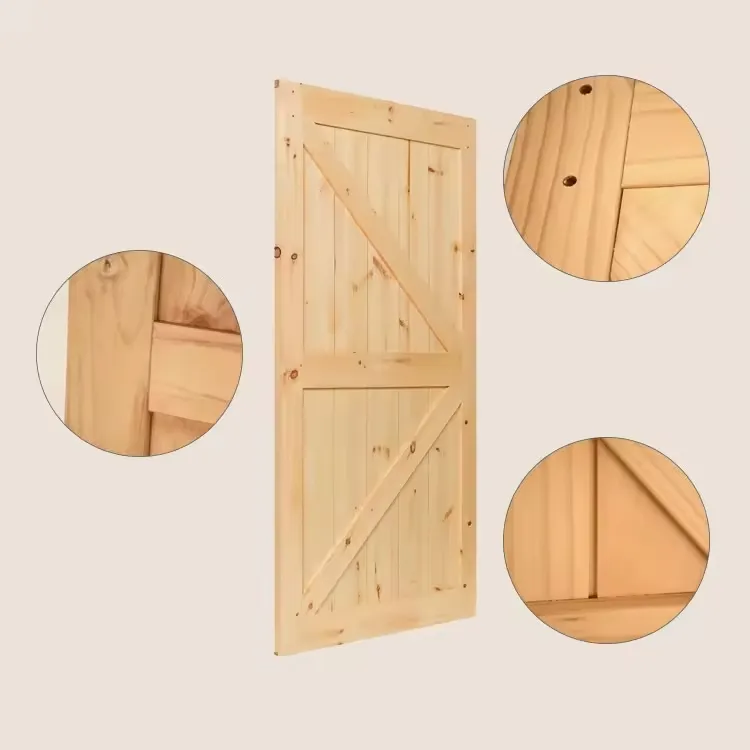 Solid Pine Wood Unfinished Barn Door 1