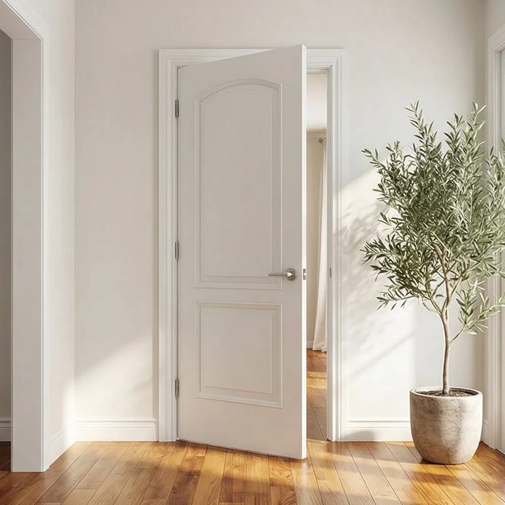 Wood Grain Surface Modern Interior Room Waterproof WPC Door Wooden Wood Plastic Composite PVC Door for Bedroom Bathroom Hotel Apartment School Hospital