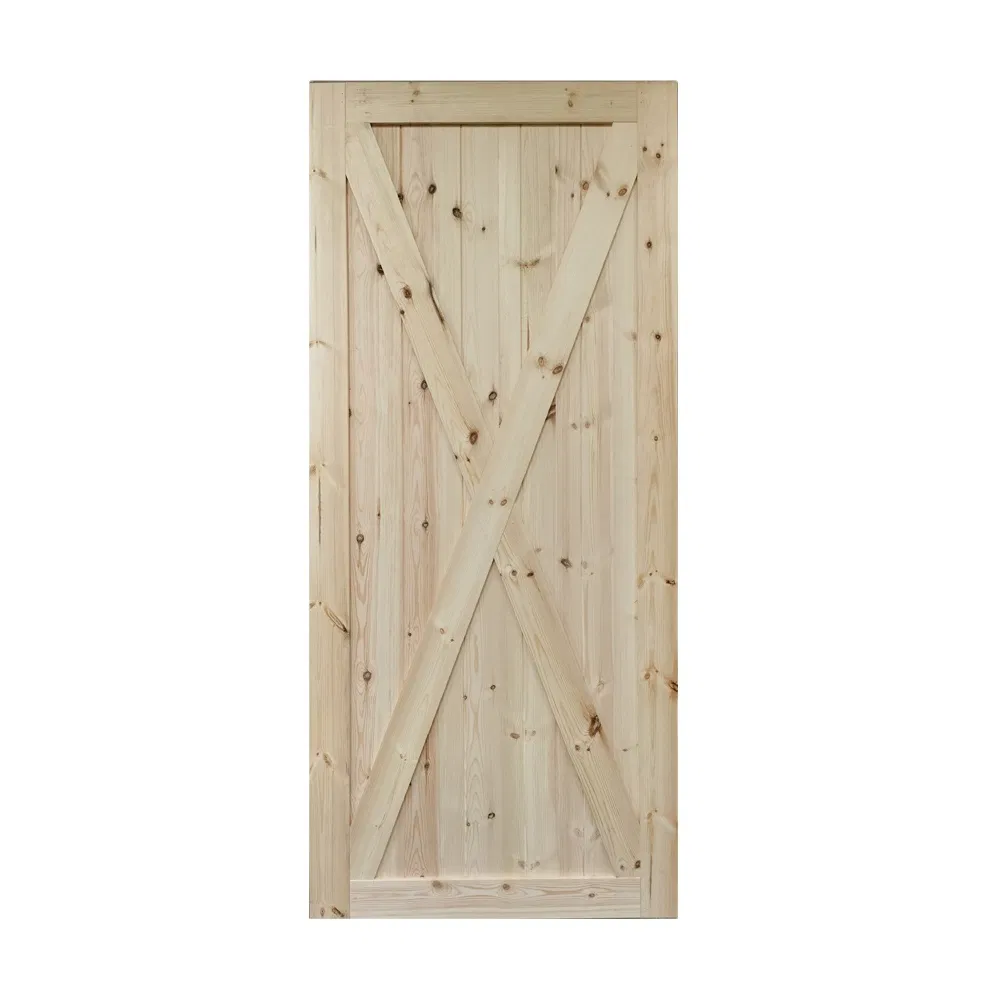 Solid Pine Wood Wooden Sliding Barn Door with Hardware