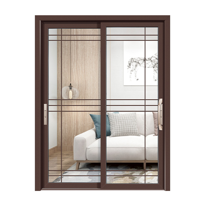 Professional Doors Patio Sliding French Style Wood Grain Design Aluminum Door Grill