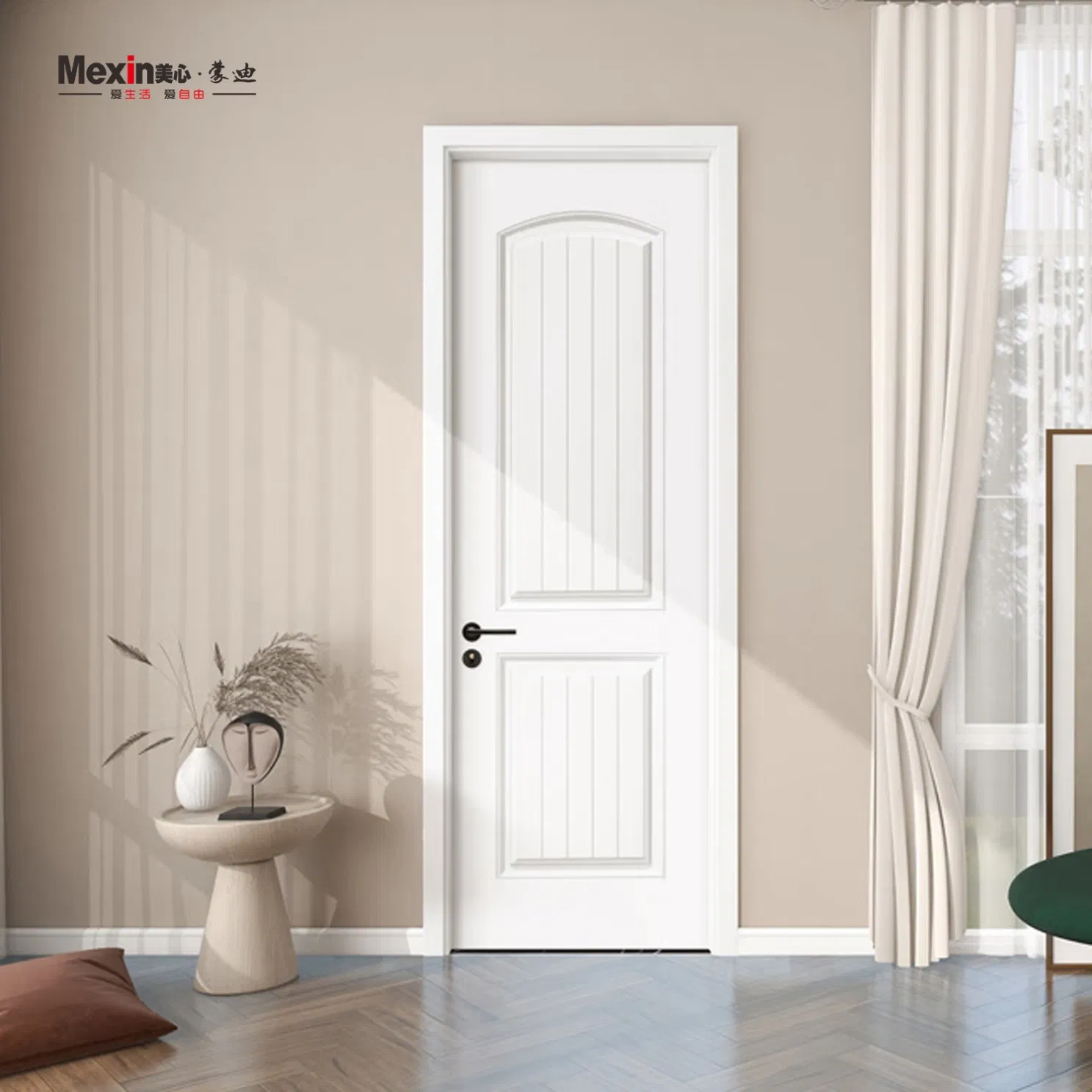 Mexin Soundproof Bedroom Interior Door Acoustic Wooden PVC Wood WPC Door Quiet Residential