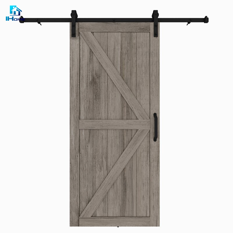 American Style Modern Bypass Garage Sliding Barn Door Hardware with Single Track for Double Wood Doors