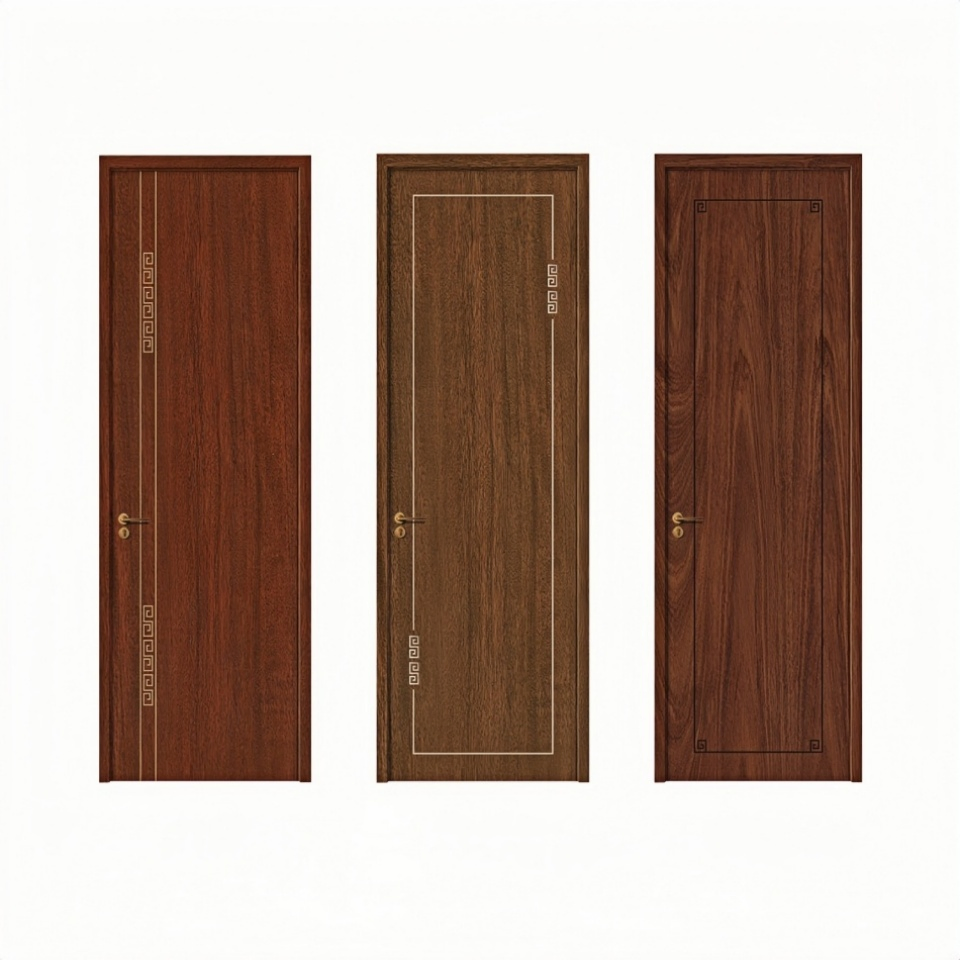 Wood Grain Surface Interior Room Waterproof Door WPC Door Wood Plastic Composite PVC Door for Wooden Interior Door Bedroom, Bathroom, Hotel, Apartment, School,