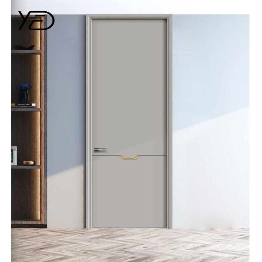Modern T-Shaped Interior Door Made of Solid Wood Acoustic PVC with Handle for Bedroom Hotel Villa Apartment Use Wholesale