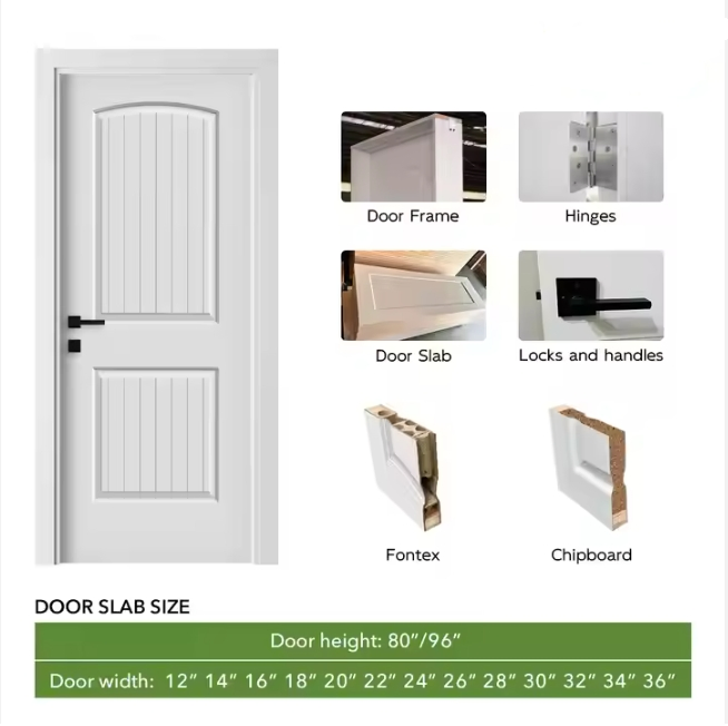 Primed Molded Solid Core Prehung Doors MDF 30X80 Interior White Wooden Door