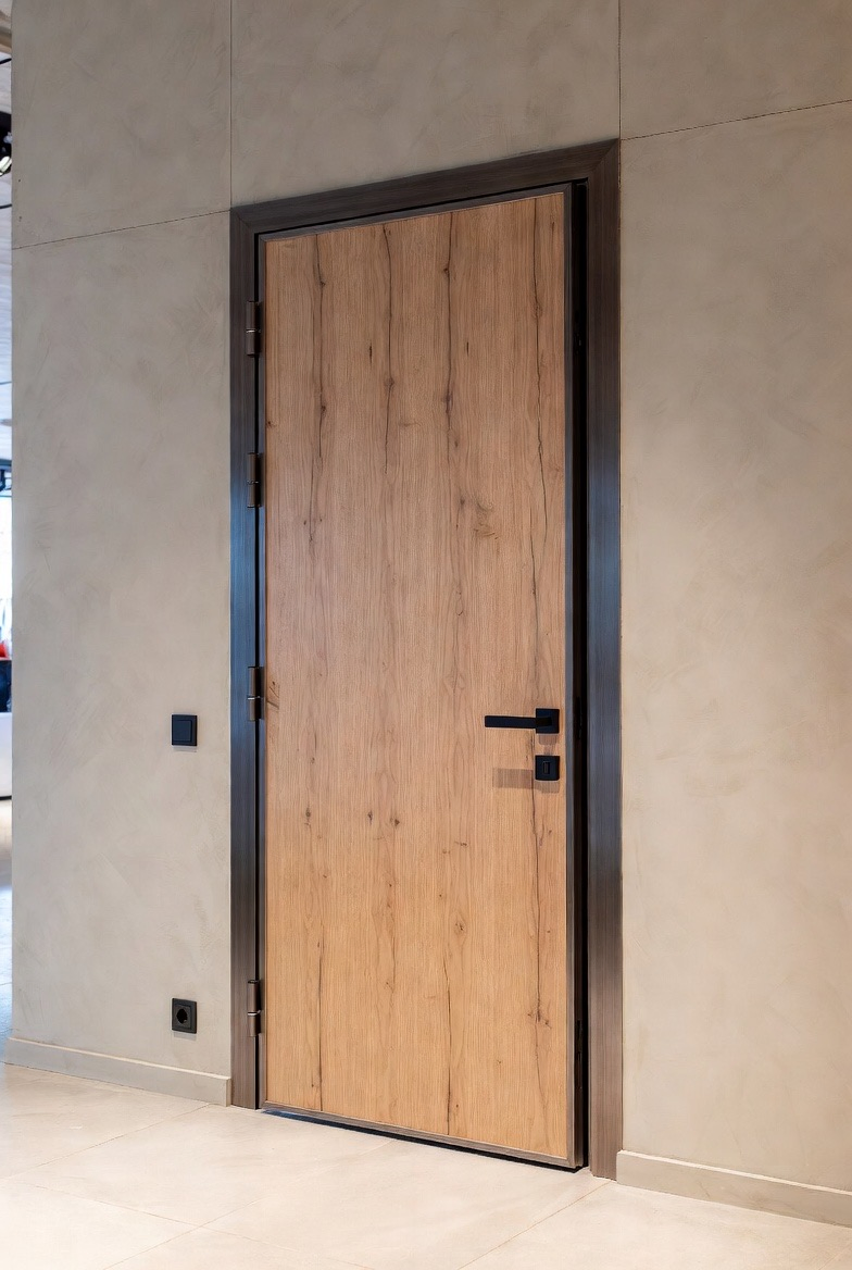 Premium Steel Border Wood Veneer Door for Modern Interiors