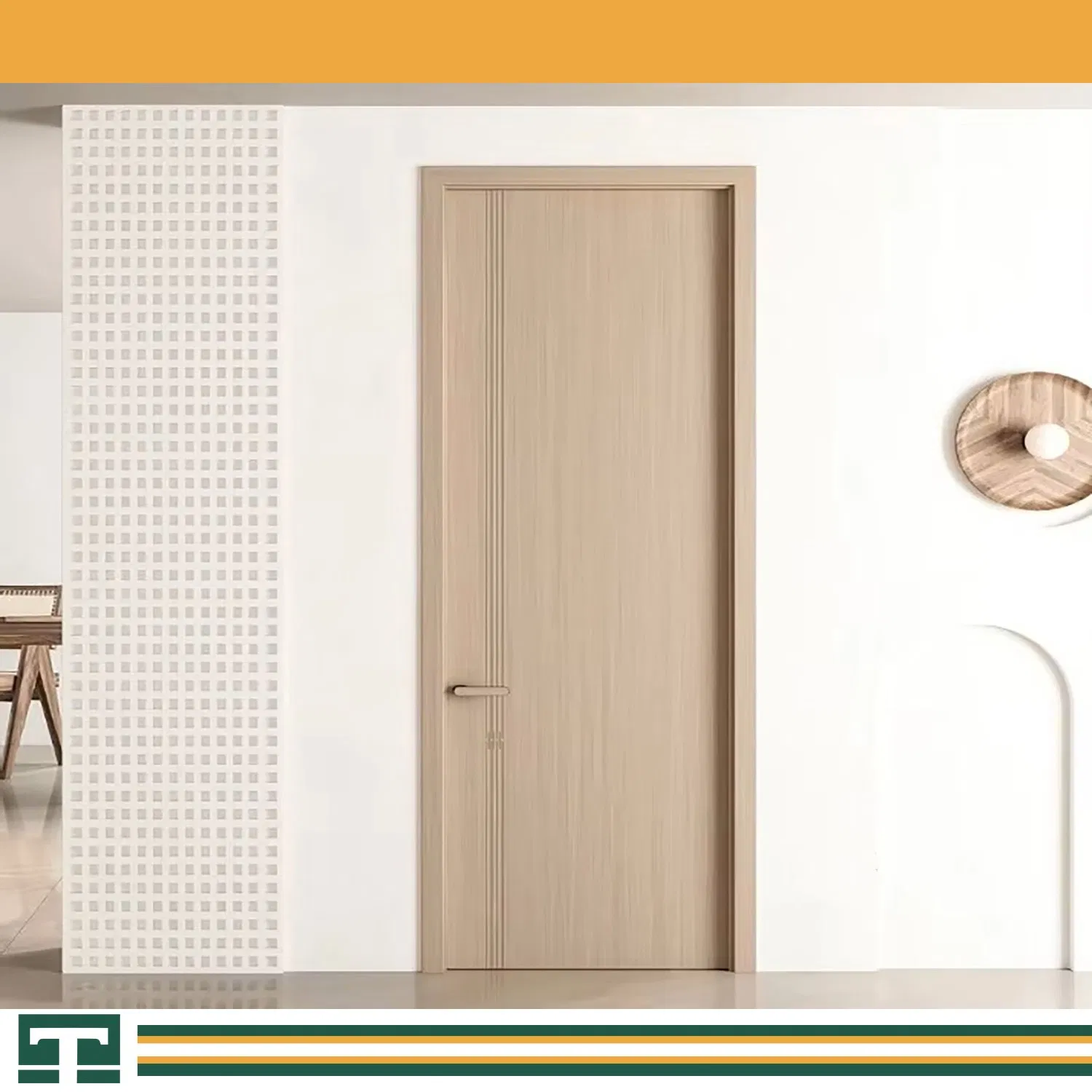 Customized Modern Wooden Wood Grain Surface Interior Room Waterproof Soundproof WPC PVC Door Plastic Composite PVC Door for Bedroom Hotel Apartment School