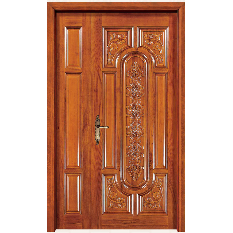 Foshan Top Quality House Exterior Main Wooden Doors Design One and Half Leaf Antique Carved Wood Door
