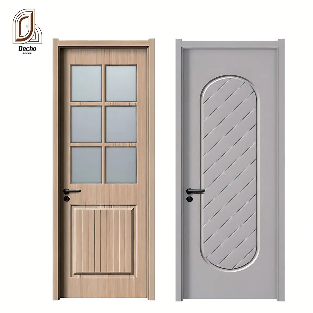Wood Grain Surface Interior Room Waterproof Door WPC Door Wood Plastic Composite PVC Door for Bedroom, Bathroom, Hotel, Apartment, School, Hospital