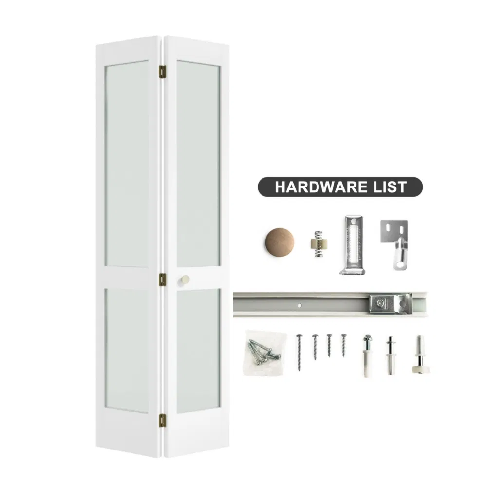 30X80 Closet Frameless Solid Wood Bedroom Soundproof Bifold Doors with Glass