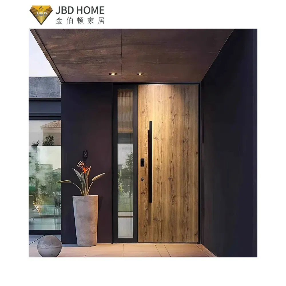 Wooden Pivot Door for Villa Main Entrance with FSC-Certified Timber &amp; Fire-Rated Option (PD-WOOD100)
