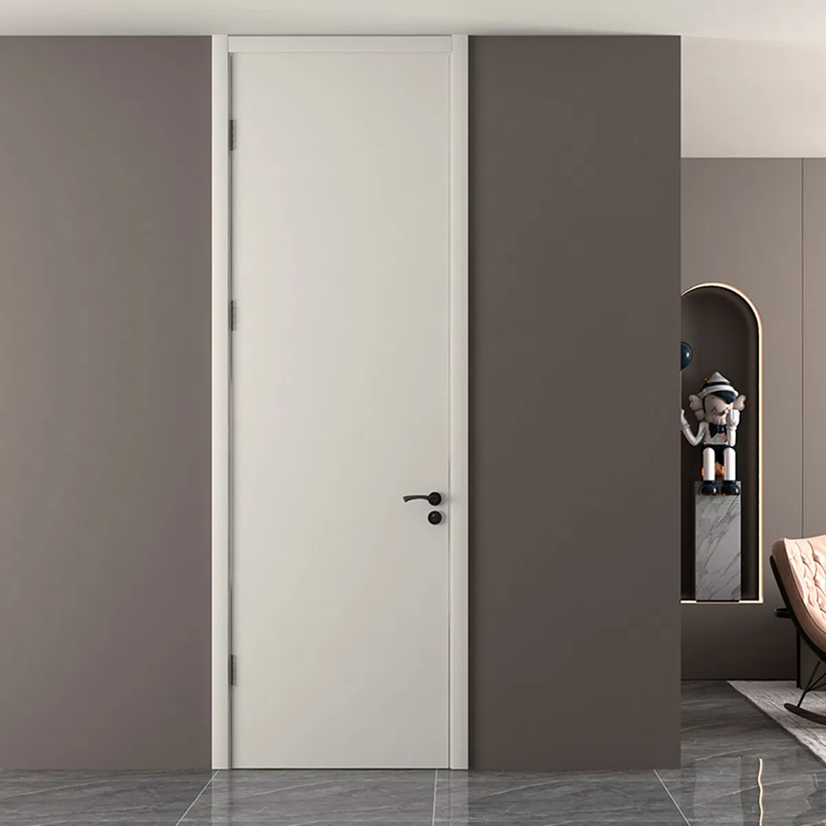 Durable Wooden Interior Door Composite Wood Grain Indoor Fiber Door Entrance Interior Wood Door PVC WPC Wood Door