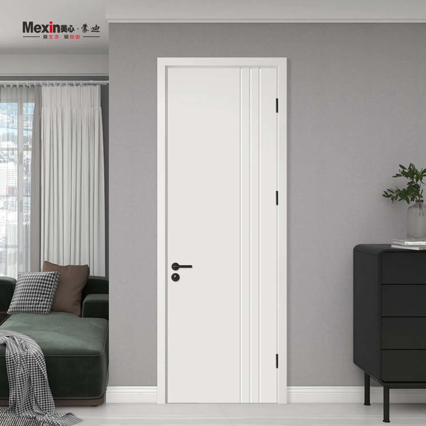 Mexin Soundproof Bedroom Interior Door Acoustic Wooden PVC Wood WPC Door Quiet Residential