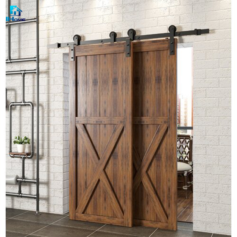 Modern Interior Solid Wood Sliding Pocket Door Barn Door Hardware