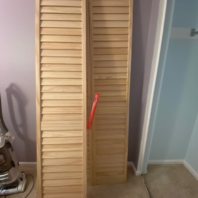 30-in X 96-in Clear Louver Textured Solid Core Unfinished Pine Wood Closet Bifold Door