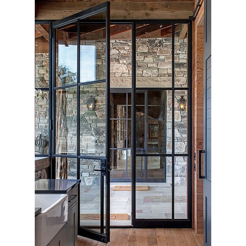 French Style Commercial Double Aluminum Patio Black French Glass Doors