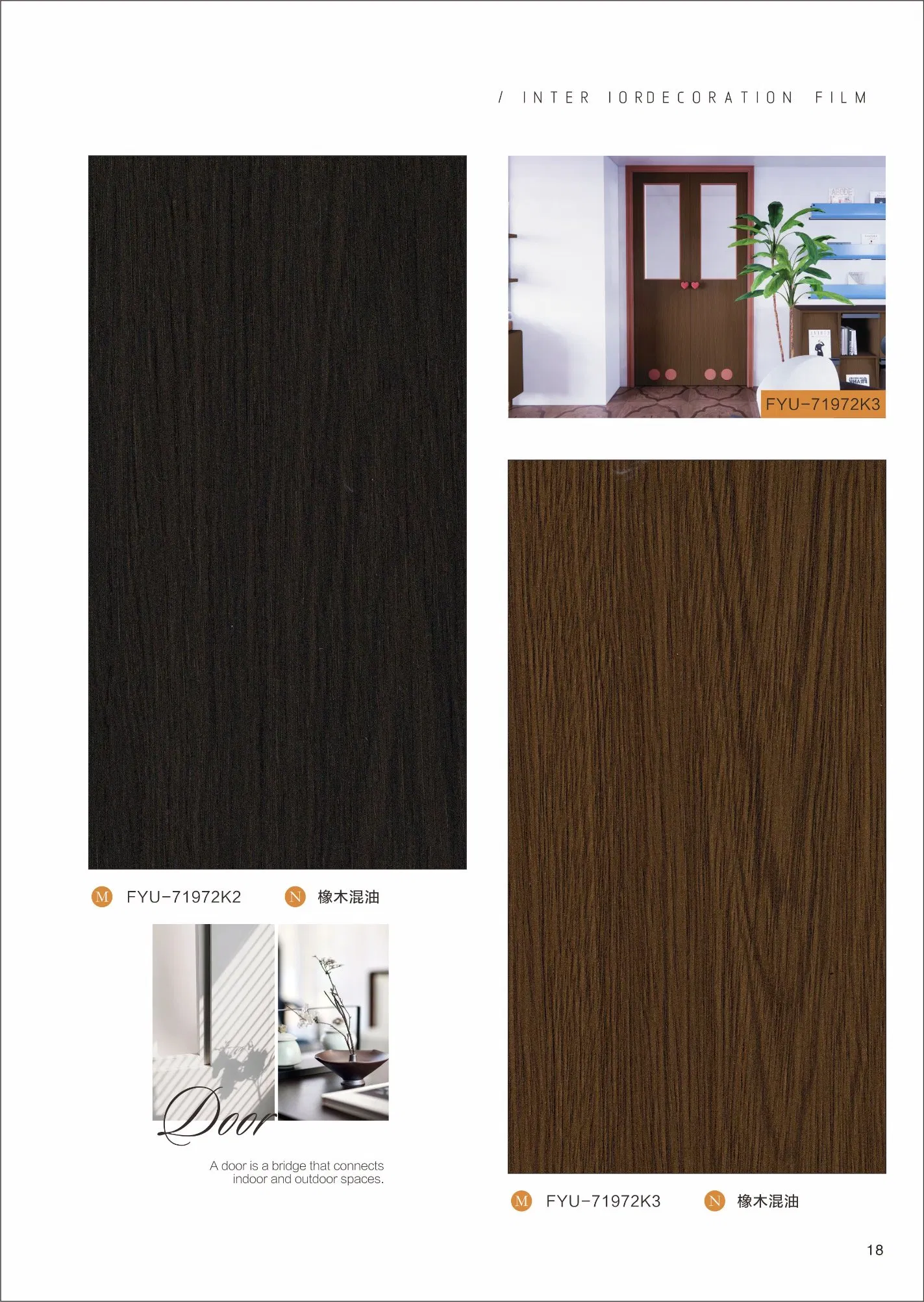 Wood Grain PVC Decorative Film for PVC Door Composite Produce PVC Vacuum Film of Door Skin