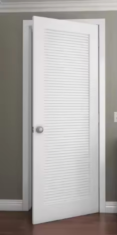 OEM/ODM White Primed Folding MDF Solid Wood Louver Door for Interior Ventilation with Special Openings