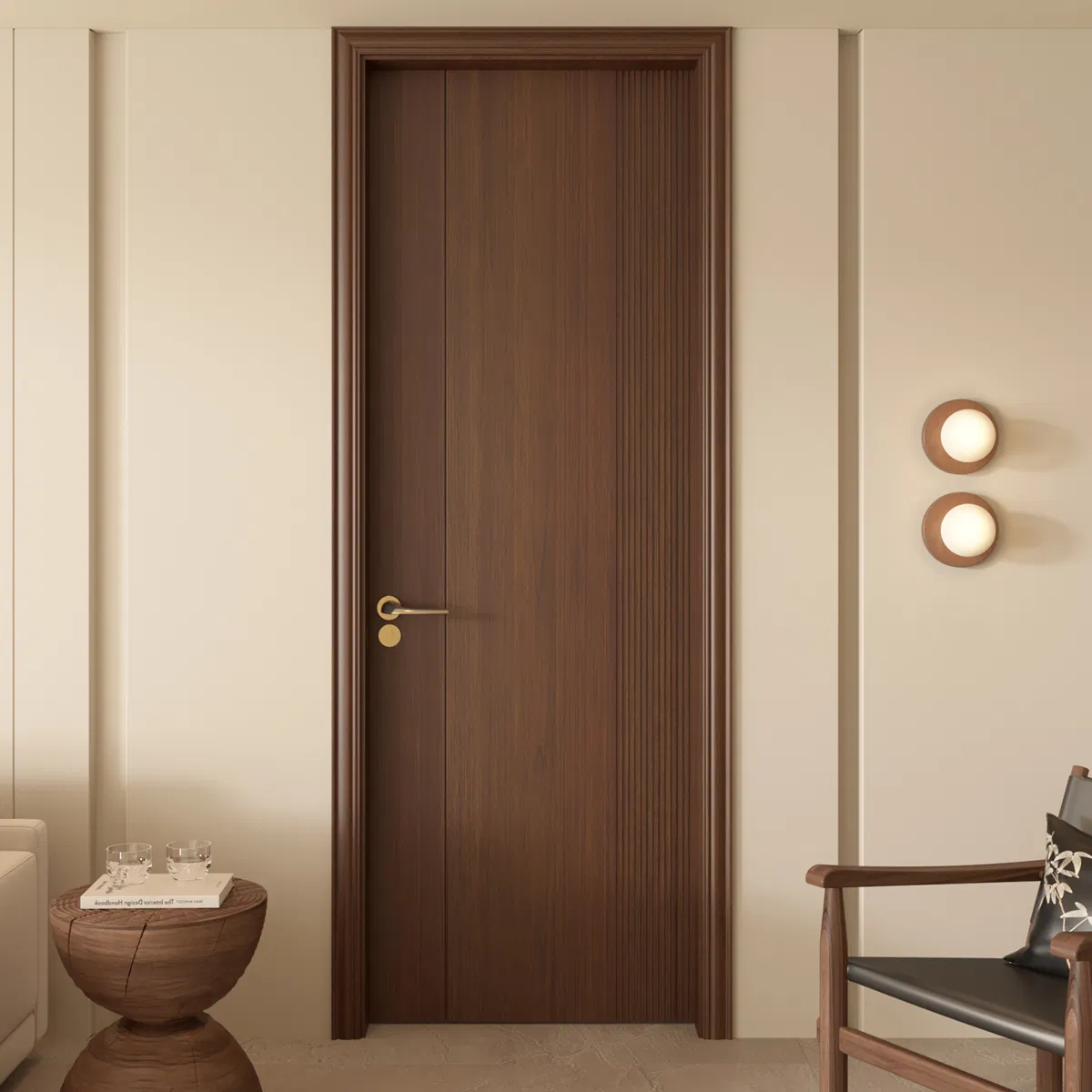 Durable Wooden Interior Door Composite Wood Grain Indoor Fiber Door Entrance Interior Wood Door PVC WPC Wood Door