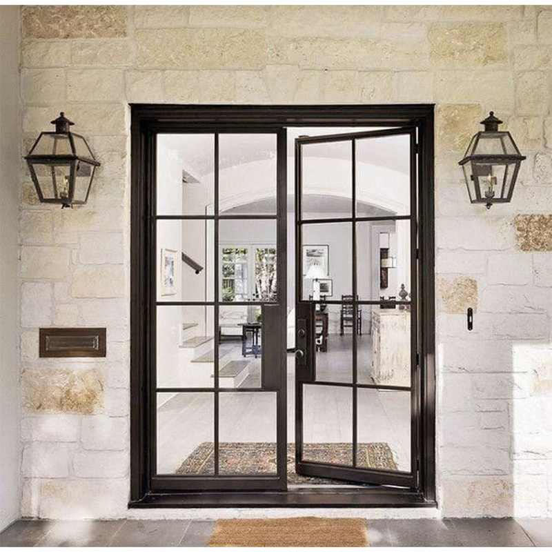 French Style Commercial Double Aluminum Patio Black French Glass Doors