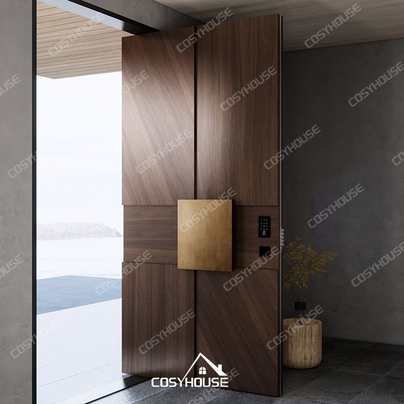 Antique Carved Wooden Front Door Classic Single Entry for Luxury Homes